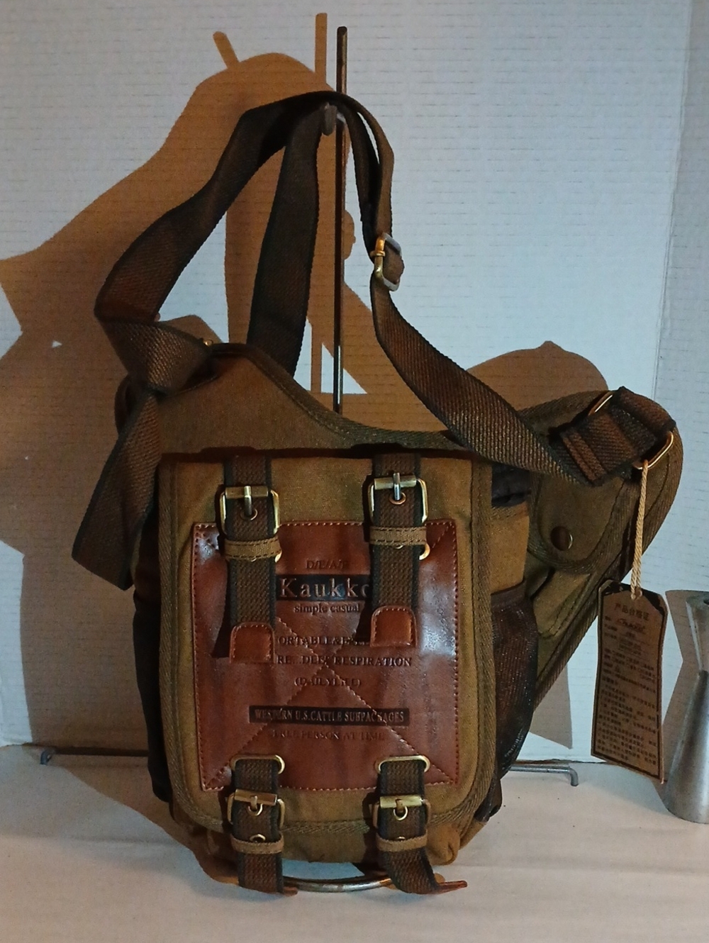 Kaukko Men's Brown Canvas Messenger Bag